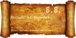 Bulyáki Benedek névjegykártya