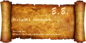 Bulyáki Benedek névjegykártya